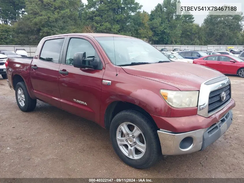 2007 Toyota Tundra Sr5 5.7L V8 VIN: 5TBEV541X7S467188 Lot: 40322147