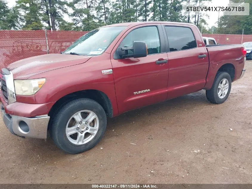 2007 Toyota Tundra Sr5 5.7L V8 VIN: 5TBEV541X7S467188 Lot: 40322147