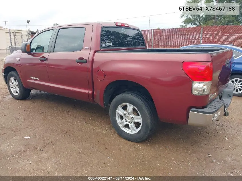 2007 Toyota Tundra Sr5 5.7L V8 VIN: 5TBEV541X7S467188 Lot: 40322147