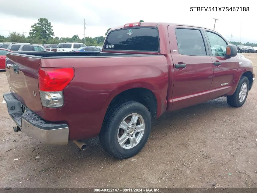 2007 Toyota Tundra Sr5 5.7L V8 VIN: 5TBEV541X7S467188 Lot: 40322147