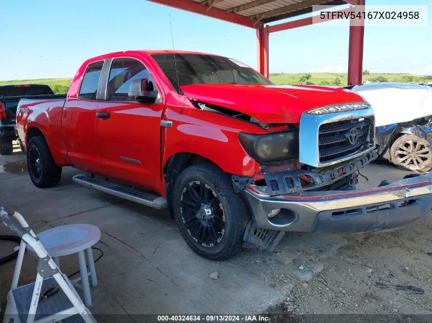 2007 Toyota Tundra Double Cab Sr5 VIN: 5TFRV54167X024958 Lot: 40324634