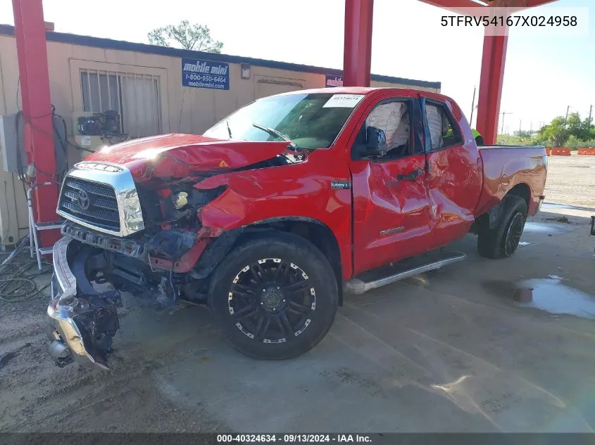 2007 Toyota Tundra Double Cab Sr5 VIN: 5TFRV54167X024958 Lot: 40324634