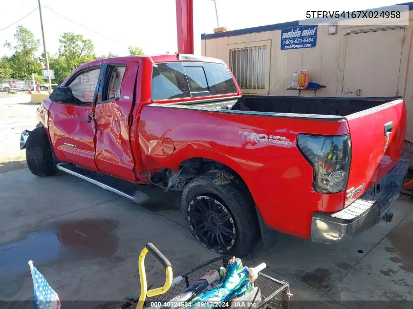 2007 Toyota Tundra Double Cab Sr5 VIN: 5TFRV54167X024958 Lot: 40324634