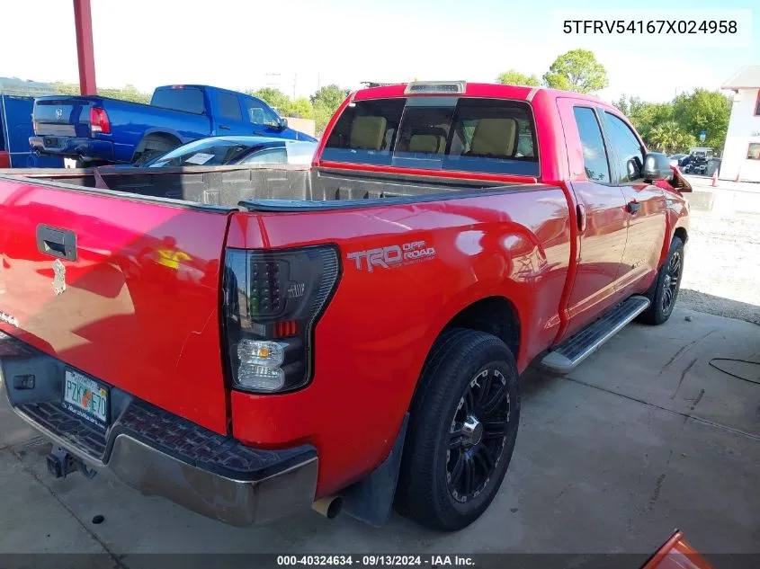 2007 Toyota Tundra Double Cab Sr5 VIN: 5TFRV54167X024958 Lot: 40324634