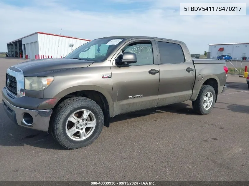 2007 Toyota Tundra Sr5 5.7L V8 VIN: 5TBDV54117S470217 Lot: 40339930