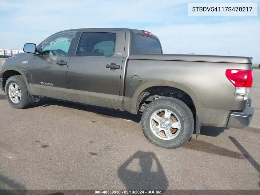 2007 Toyota Tundra Sr5 5.7L V8 VIN: 5TBDV54117S470217 Lot: 40339930