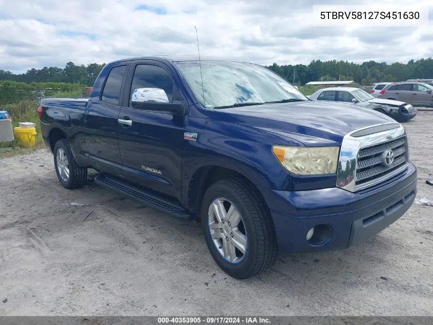 2007 Toyota Tundra Limited 5.7L V8 VIN: 5TBRV58127S451630 Lot: 40353905