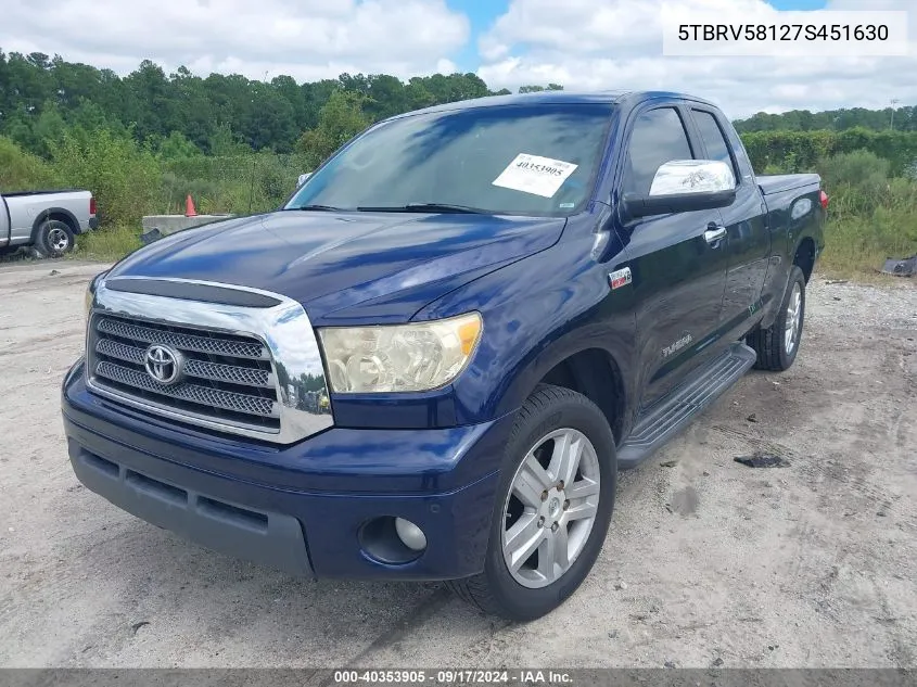 2007 Toyota Tundra Limited 5.7L V8 VIN: 5TBRV58127S451630 Lot: 40353905