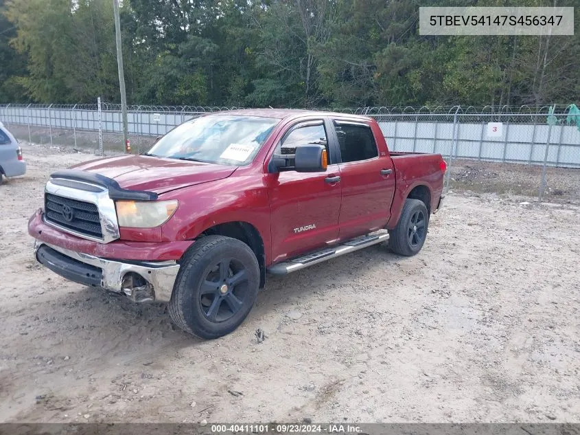 2007 Toyota Tundra Sr5 5.7L V8 VIN: 5TBEV54147S456347 Lot: 40411101