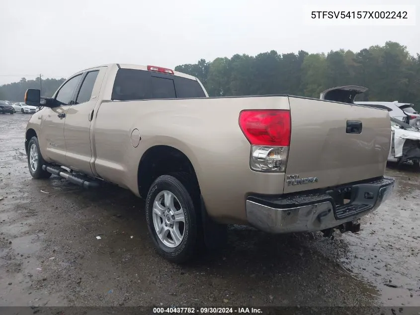 2007 Toyota Tundra Double Cab Sr5 VIN: 5TFSV54157X002242 Lot: 40437782