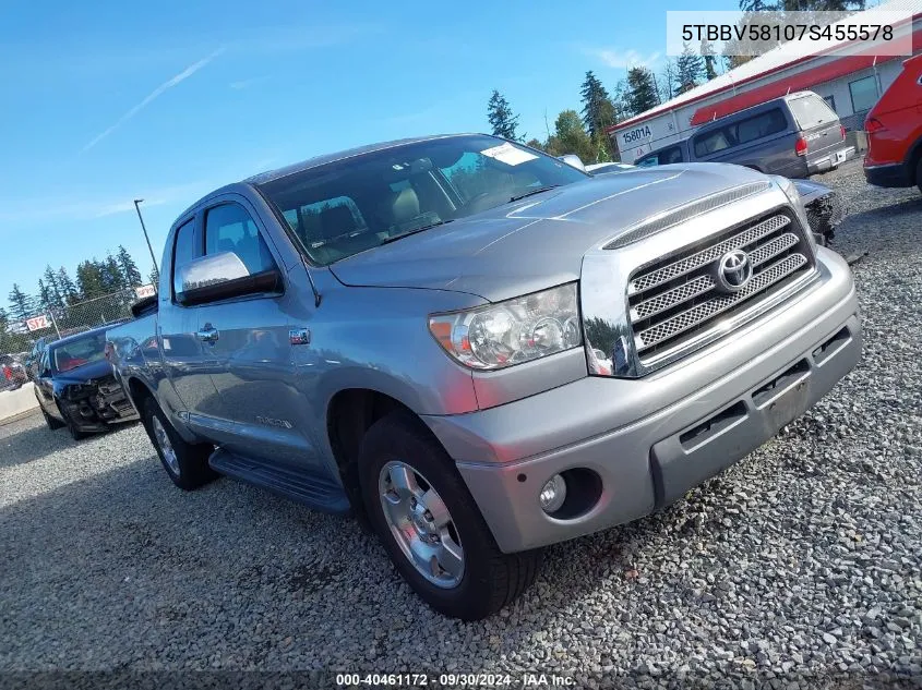 2007 Toyota Tundra Limited 5.7L V8 VIN: 5TBBV58107S455578 Lot: 40461172