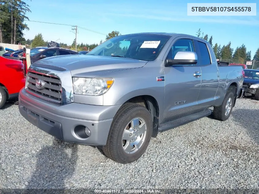 2007 Toyota Tundra Limited 5.7L V8 VIN: 5TBBV58107S455578 Lot: 40461172