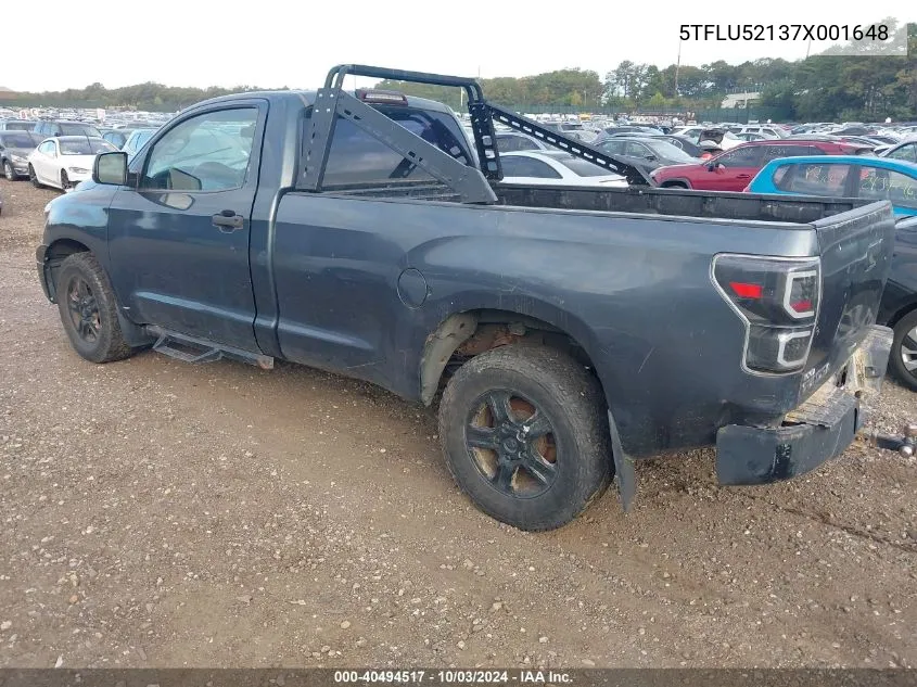 2007 Toyota Tundra Base V6 VIN: 5TFLU52137X001648 Lot: 40494517