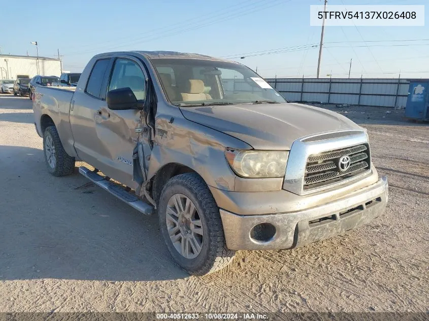 5TFRV54137X026408 2007 Toyota Tundra Double Cab Sr5