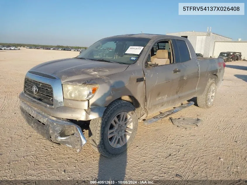 2007 Toyota Tundra Double Cab Sr5 VIN: 5TFRV54137X026408 Lot: 40512633