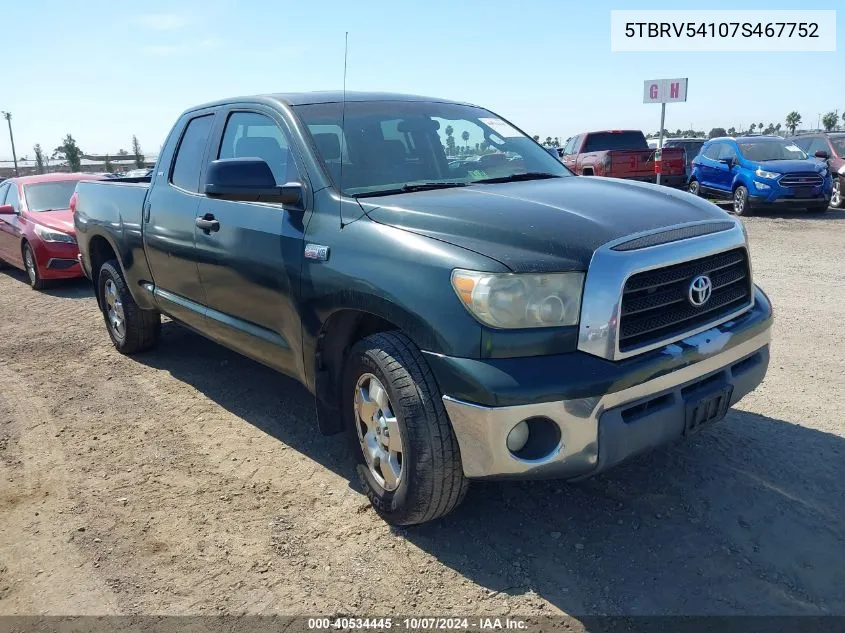 2007 Toyota Tundra Sr5 V8 VIN: 5TBRV54107S467752 Lot: 40534445