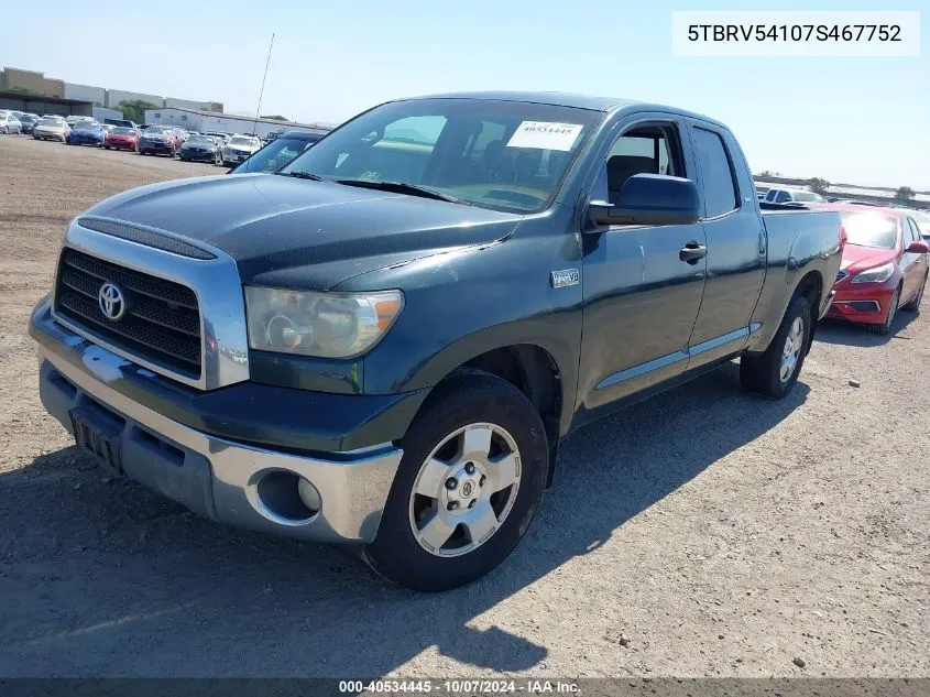 2007 Toyota Tundra Sr5 V8 VIN: 5TBRV54107S467752 Lot: 40534445