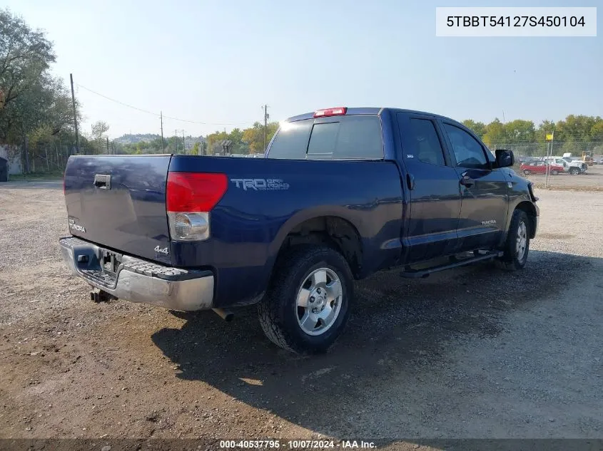 2007 Toyota Tundra Sr5 4.7L V8 VIN: 5TBBT54127S450104 Lot: 40537795