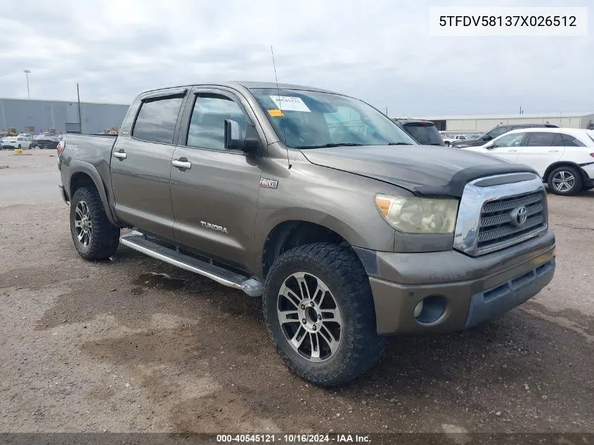 2007 Toyota Tundra Limited 5.7L V8 VIN: 5TFDV58137X026512 Lot: 40545121