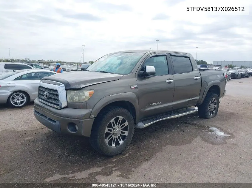 2007 Toyota Tundra Limited 5.7L V8 VIN: 5TFDV58137X026512 Lot: 40545121