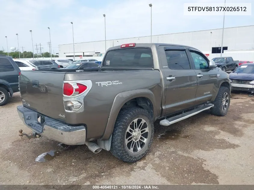 5TFDV58137X026512 2007 Toyota Tundra Limited 5.7L V8