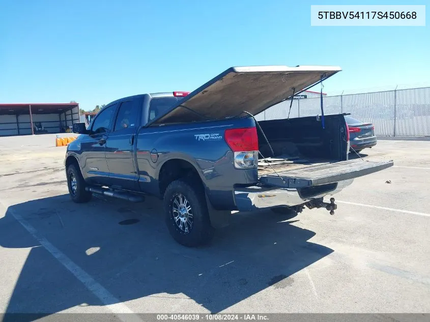 2007 Toyota Tundra Sr5 5.7L V8 VIN: 5TBBV54117S450668 Lot: 40546039