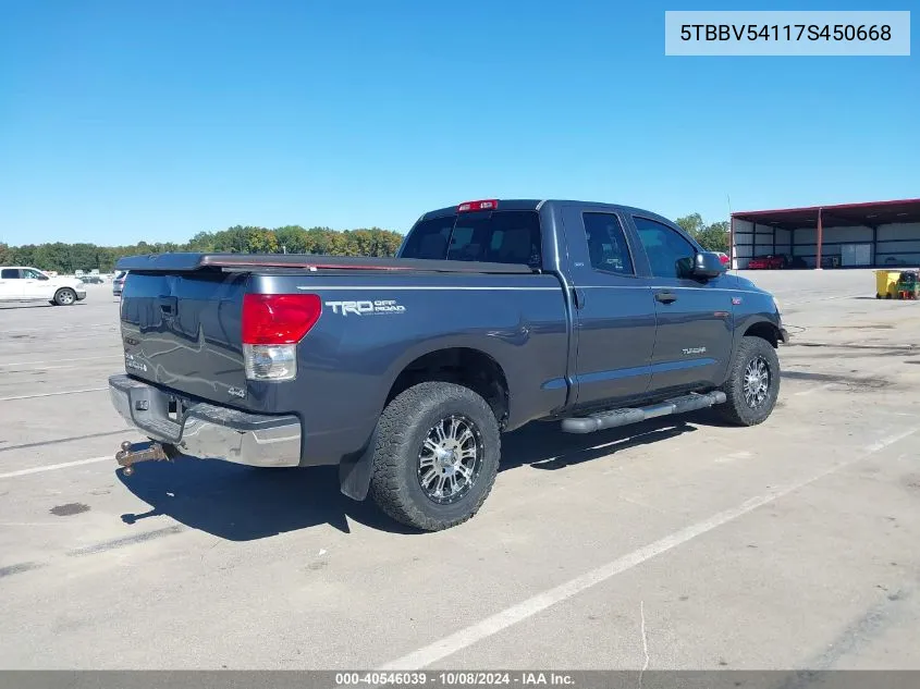 2007 Toyota Tundra Sr5 5.7L V8 VIN: 5TBBV54117S450668 Lot: 40546039