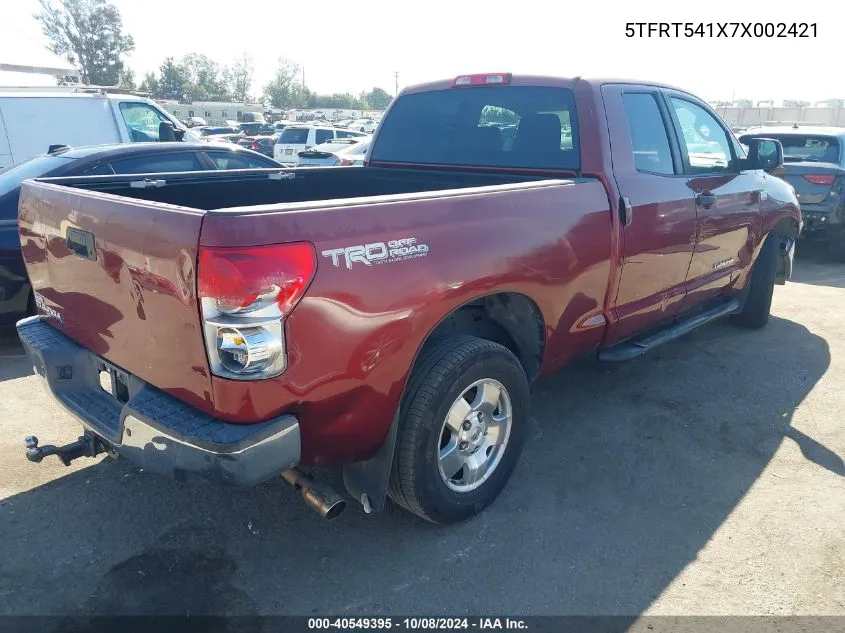 2007 Toyota Tundra Sr5 4.7L V8 VIN: 5TFRT541X7X002421 Lot: 40549395