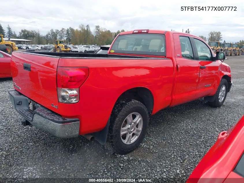 2007 Toyota Tundra Double Cab Sr5 VIN: 5TFBT54177X007772 Lot: 40558482