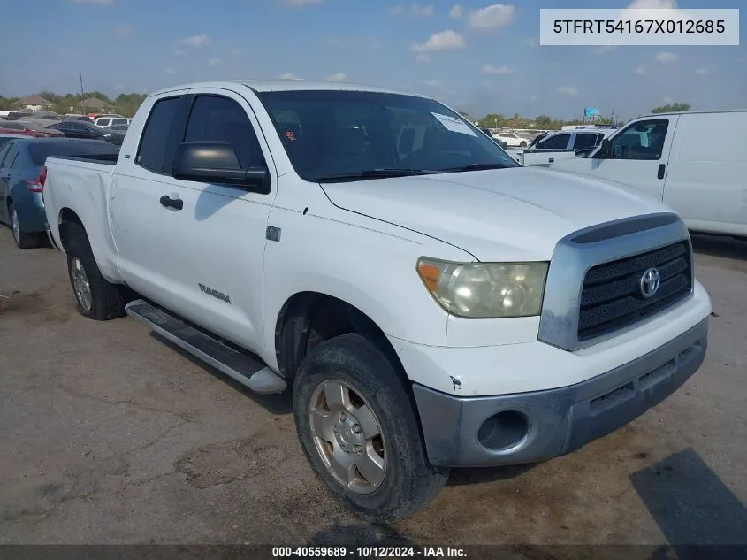 2007 Toyota Tundra Sr5 4.7L V8 VIN: 5TFRT54167X012685 Lot: 40559689