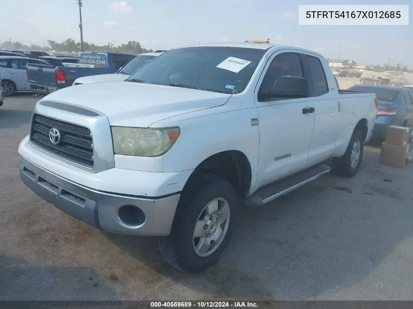 2007 Toyota Tundra Sr5 4.7L V8 VIN: 5TFRT54167X012685 Lot: 40559689