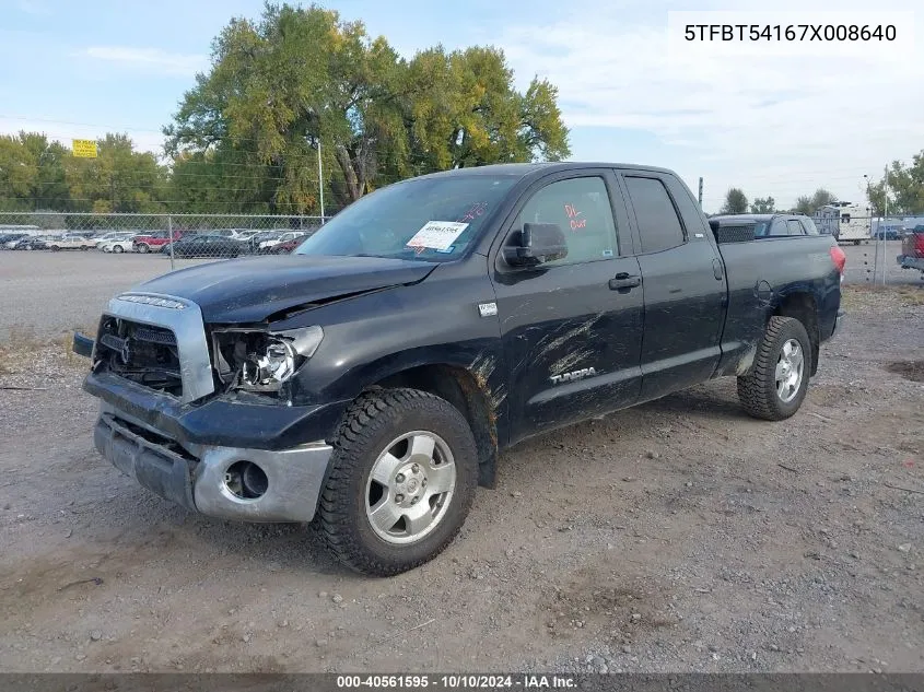 2007 Toyota Tundra Double Cab Sr5 VIN: 5TFBT54167X008640 Lot: 40561595