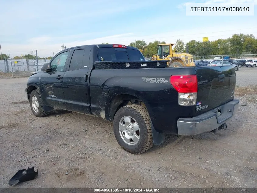 2007 Toyota Tundra Double Cab Sr5 VIN: 5TFBT54167X008640 Lot: 40561595