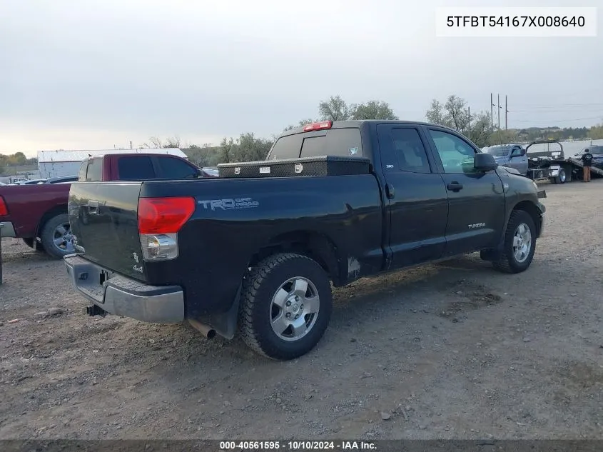 2007 Toyota Tundra Double Cab Sr5 VIN: 5TFBT54167X008640 Lot: 40561595