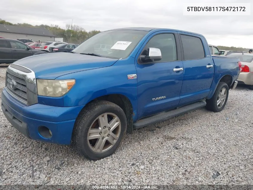 2007 Toyota Tundra Limited 5.7L V8 VIN: 5TBDV58117S472172 Lot: 40567652