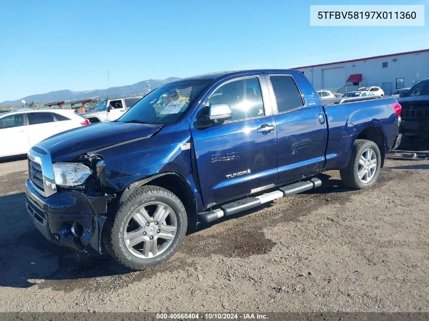 2007 Toyota Tundra Limited 5.7L V8 VIN: 5TFBV58197X011360 Lot: 40568404