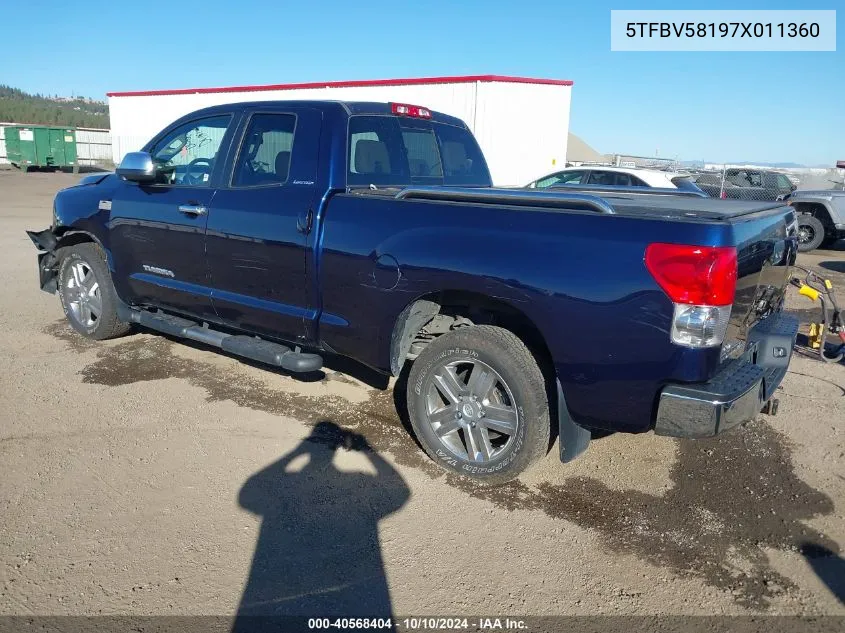 2007 Toyota Tundra Limited 5.7L V8 VIN: 5TFBV58197X011360 Lot: 40568404