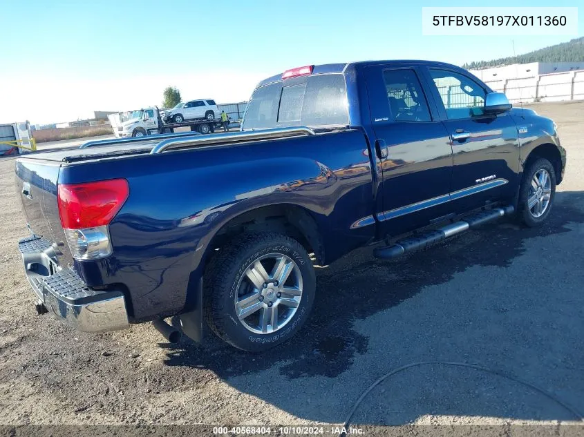 2007 Toyota Tundra Limited 5.7L V8 VIN: 5TFBV58197X011360 Lot: 40568404