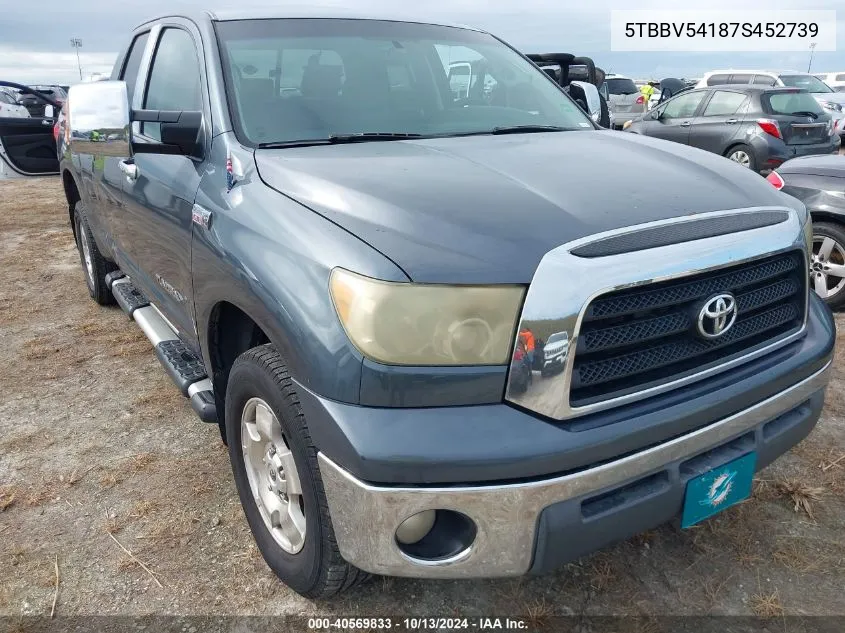 2007 Toyota Tundra Sr5 5.7L V8 VIN: 5TBBV54187S452739 Lot: 40569833