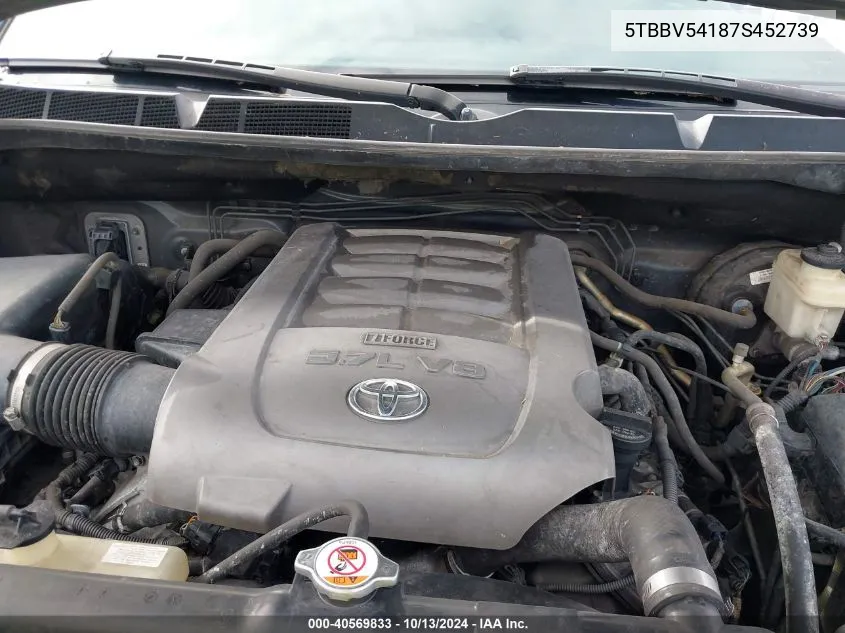 5TBBV54187S452739 2007 Toyota Tundra Sr5 5.7L V8