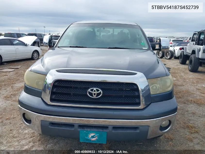 2007 Toyota Tundra Sr5 5.7L V8 VIN: 5TBBV54187S452739 Lot: 40569833