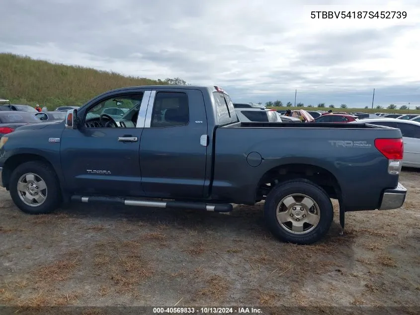 5TBBV54187S452739 2007 Toyota Tundra Sr5 5.7L V8