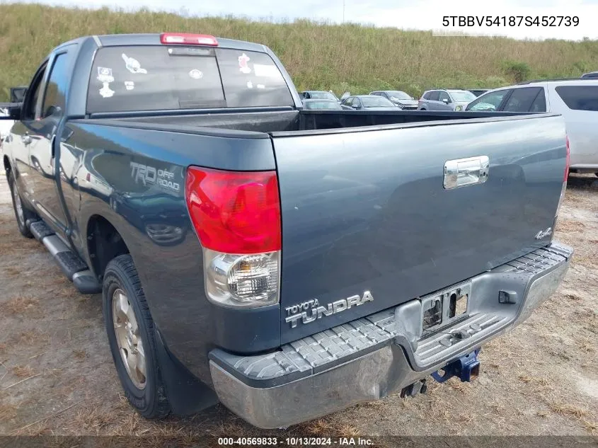 2007 Toyota Tundra Sr5 5.7L V8 VIN: 5TBBV54187S452739 Lot: 40569833