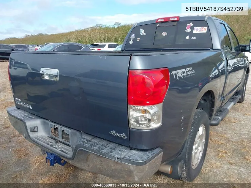 2007 Toyota Tundra Sr5 5.7L V8 VIN: 5TBBV54187S452739 Lot: 40569833