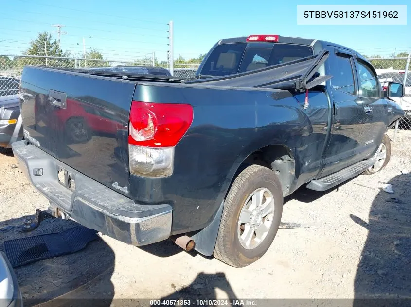 2007 Toyota Tundra Limited 5.7L V8 VIN: 5TBBV58137S451962 Lot: 40571353