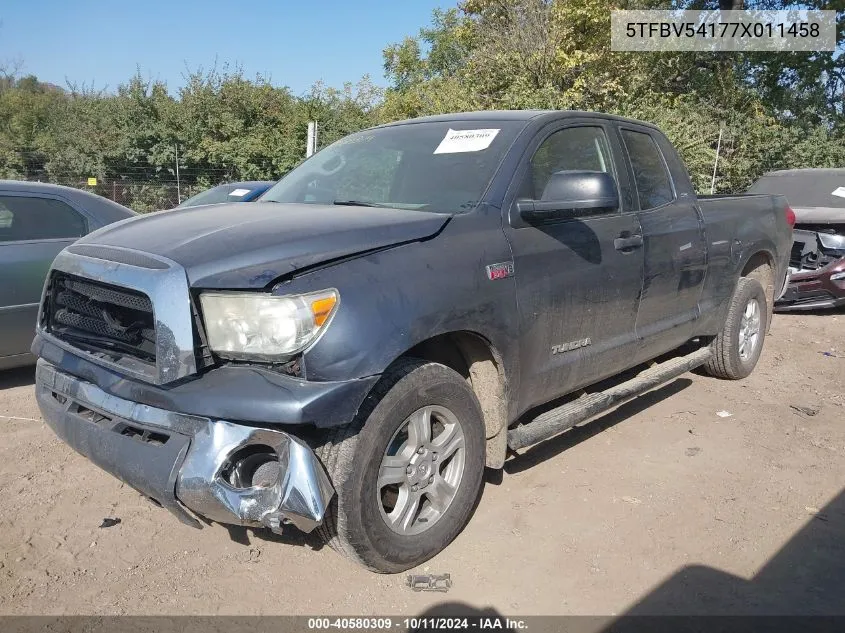 2007 Toyota Tundra Sr5 5.7L V8 VIN: 5TFBV54177X011458 Lot: 40580309