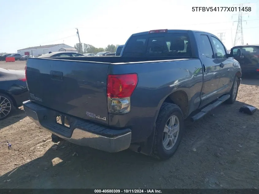 2007 Toyota Tundra Sr5 5.7L V8 VIN: 5TFBV54177X011458 Lot: 40580309