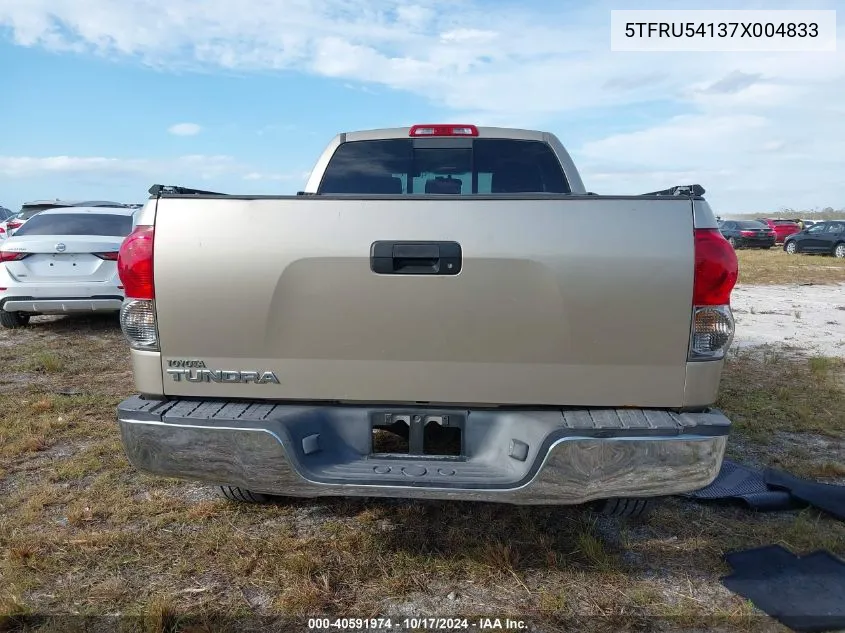 2007 Toyota Tundra Sr5 V6 VIN: 5TFRU54137X004833 Lot: 40591974