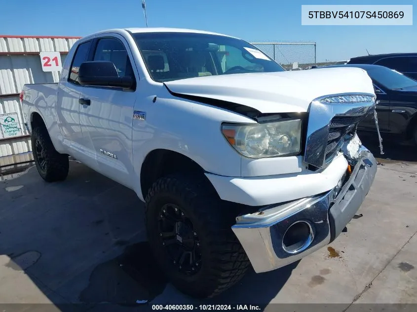 2007 Toyota Tundra Double Cab Sr5 VIN: 5TBBV54107S450869 Lot: 40600350