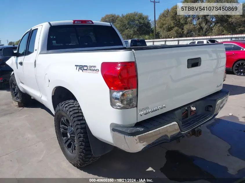 2007 Toyota Tundra Double Cab Sr5 VIN: 5TBBV54107S450869 Lot: 40600350